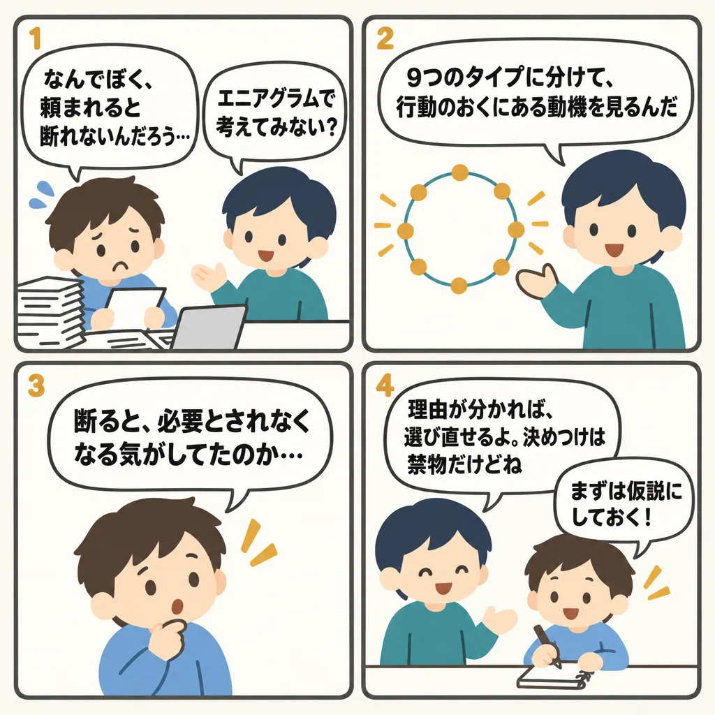 4コマでわかるエニアグラムとは？9つのタイプの考え方と、決めつけずに使うコツ
