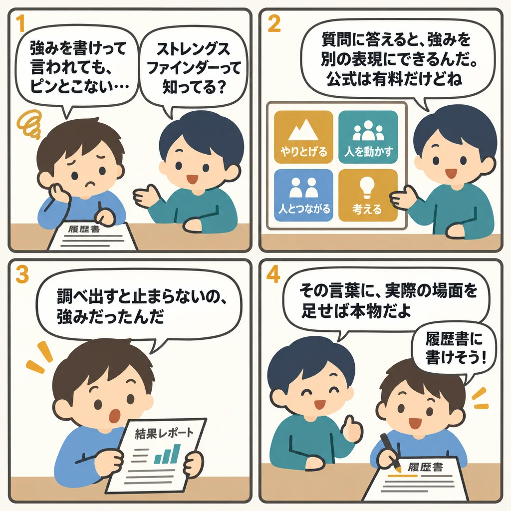4コマでわかるストレングスファインダー（クリフトンストレングス）とは？4つの領域と受け方・費用
